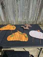 Metal Pumpkin Garden Stake Outdoor Decor for Halloween or Thanksgiving