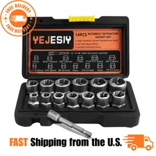 14PCS Damaged Bolt Extractor Socket Set Rusted Nut Remover Easy Out Kit