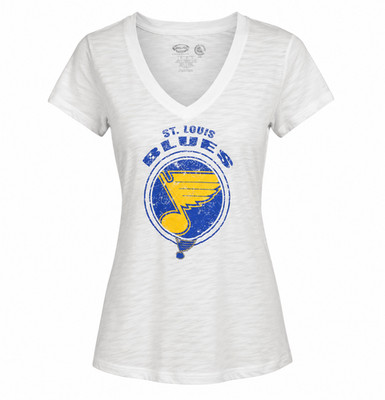 College Concepts St. Louis Blues Damen T-Shirt V-Ausschnitt Kurzarm Weiß XL