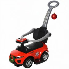 Aosom 2-in-1 Push Car Toddler Ride-On Toy Red w/ Horn Music Lights Safety Bar