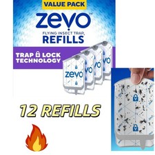  12 Refill Cartridges Zevo Flying Insect Trap Refill Cartridges -Easy to Use