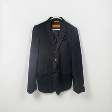 Zara Men’s Black Solid Blazer M Regular Single-Breasted 2-Button Notch