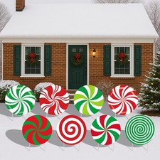 8-Piece Christmas Candy Yard Signs with Stakes Decorations   8 Assorted Peppe...