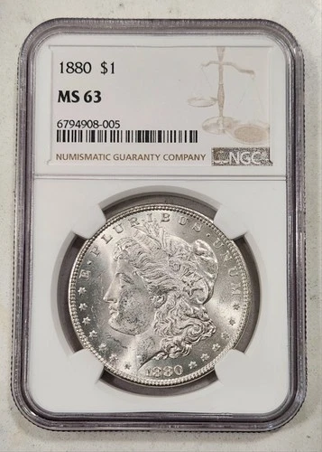1880-P Morgan Silver Dollar ~ NGC MS63 Nice Luster ~  Solid White FREE SHIP