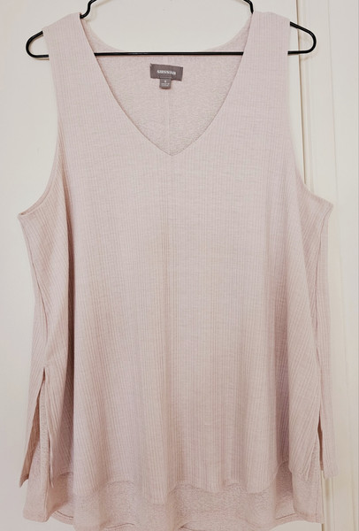 Sussan Women Layered Pale Dusky Pink Tank Top size Small Sleeveless VNeck Summer