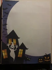 25 Sheets Computer Stationary Halloween Scene 8-1/2 x 11