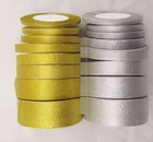 25 Yards Roll Gold/Silver Ribbon Party Wedding Favor 3mm-50mm - BUY 3 GET 1 FREE