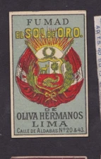 Antique Match Tag Sweden BN46299 Lima Coat of Arms 