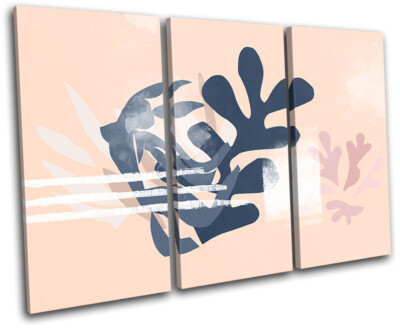 Abstract Retro Natural Peach Floral TREBLE Leinwand Kunst Bild drucken