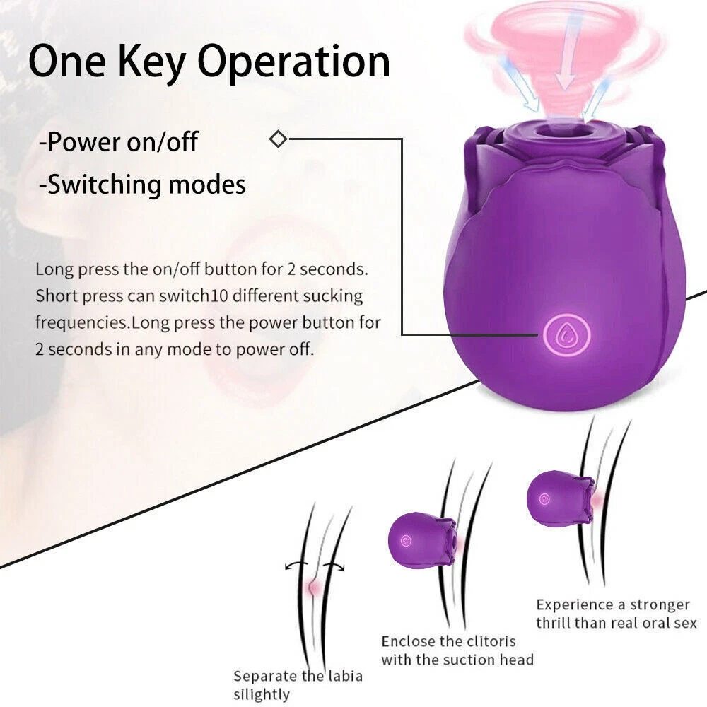 Rose Shape Sucking Vibrator Clitoral G-spot Suction Sex Toy 10 Speed  WaterProof | eBay