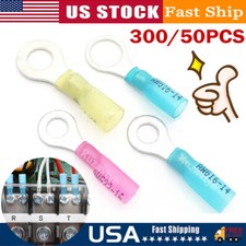 300PCS Heat Shrink Insulated Ring Crimp Terminals Connectors 10,1/4",5/16",3/8"