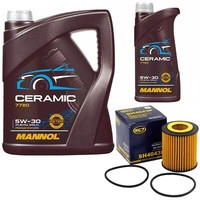 MotoröL Set Mannol 5W-30 Ceramic Plus 6 Liter + ÖLfilter FüR Mazda 3 6 CX-7 2.3
