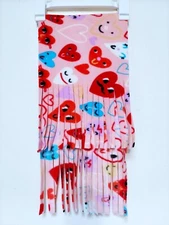 Valentine's Day Theme Anti Pill Fleece Scarf With Fringe