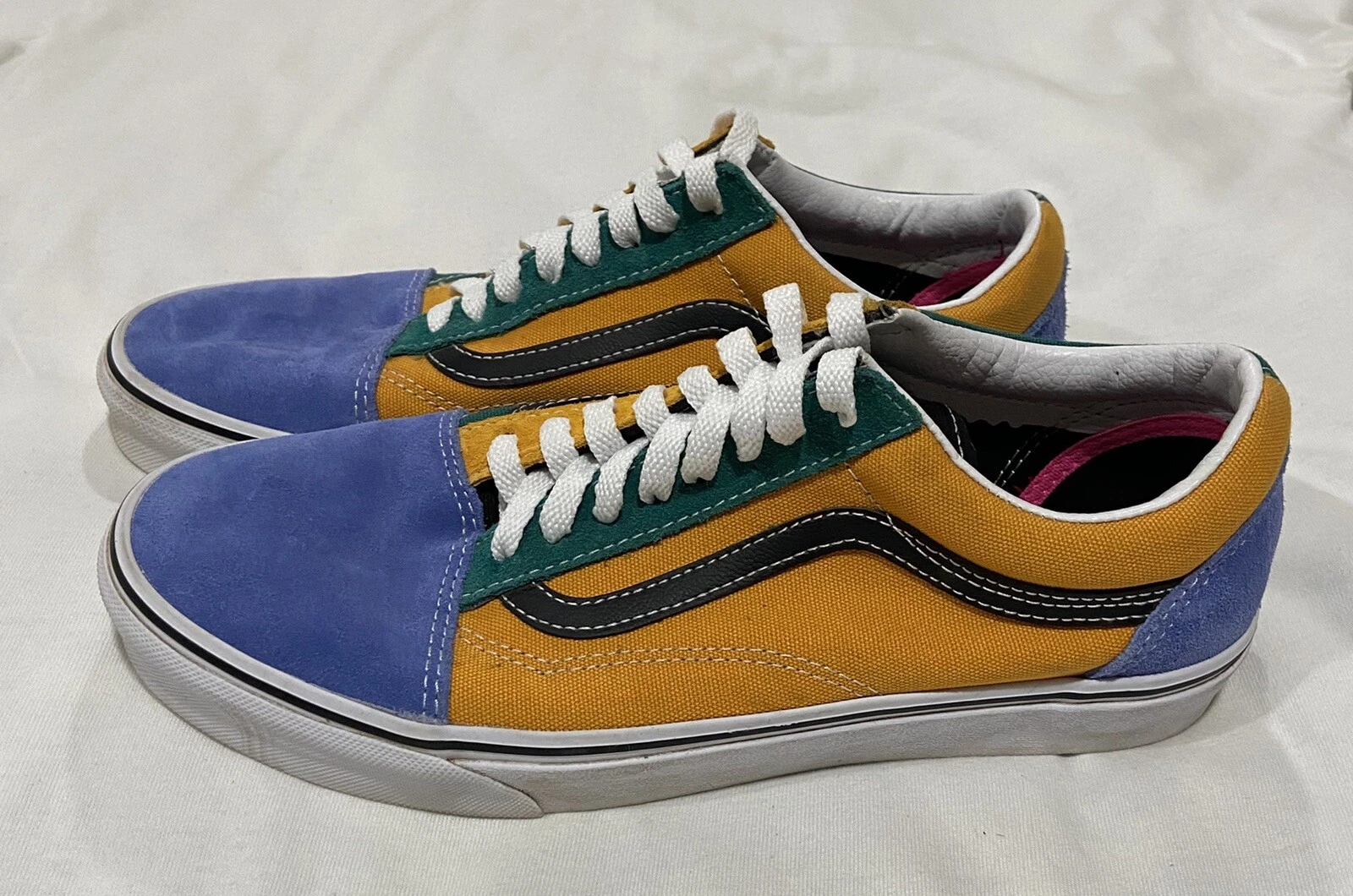 Scarpe uomo Vans Off The Wall 500714 taglia 9 5 camoscio tela blu verde giallo