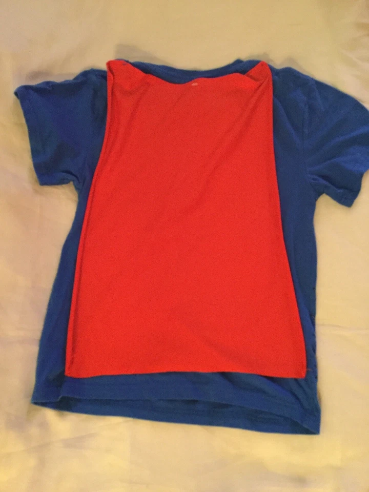 Halloween Superman Camisa Con Capa Juvenil Mediano Disfraz Azul Niños Foto 4 de 4