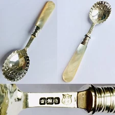 Rare Antique (1900) Cooper Brothers Sterling Silver Sugar Spoon (5”/13cm, 26.3g)