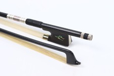 Advanced Violin bow 4/4 Black Carbon Fiber Stick Ebony Frog Natural Bow Hair