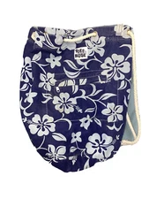 Toes on the Nose Large Backpack Duffel Bag Floral Hawaiian Drawstring Blue FL3