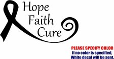 HOPE FAITH CURE Breast Cancer Graphic Die Cut decal sticker Car Truck Boat 12"