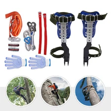 Portable Tree Climbing Spike Set Adjustable Pole Climbing Gear Kit W/Safety Belt