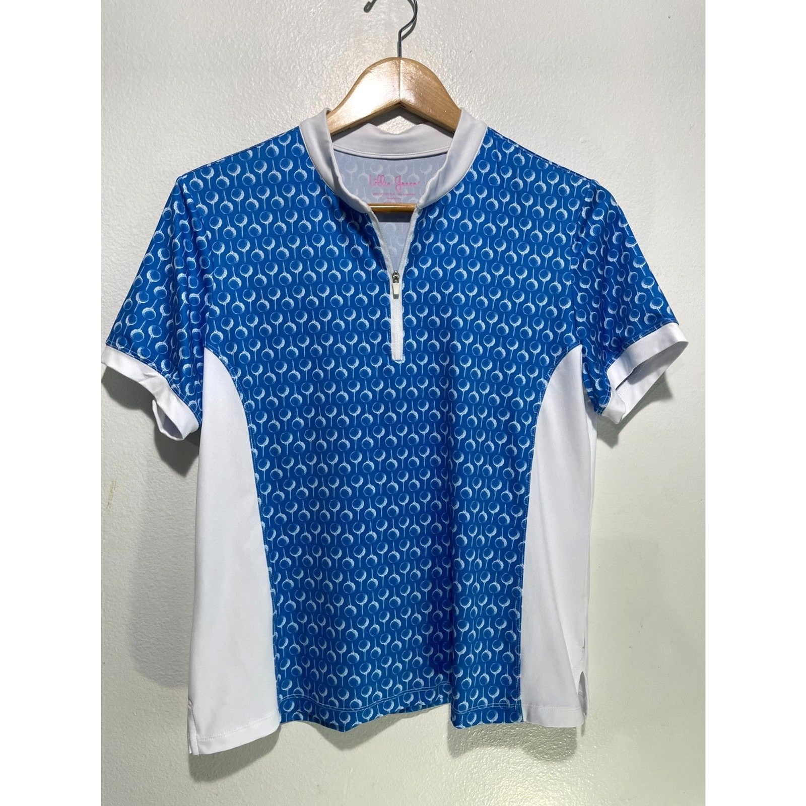 Lilly Green womens short sleeve golf polo shirt sporty summer blue performance LP