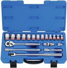 Kt Pro Tools 19 Piece 12 Drive Socket Set Sae A4503sr 6 Point Calvan Brand New