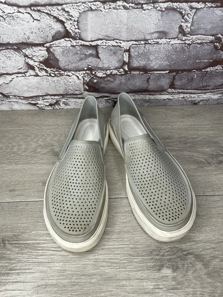 Crocs Iconic Comfort Citilane Roka Gray Perforated Loafers Shoes J3 US/33EU - Image 4 of 4