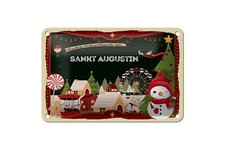 Blechschild Weihnachten Grüße aus SANKT AUGUSTIN Geschenk Deko  18x12 cm