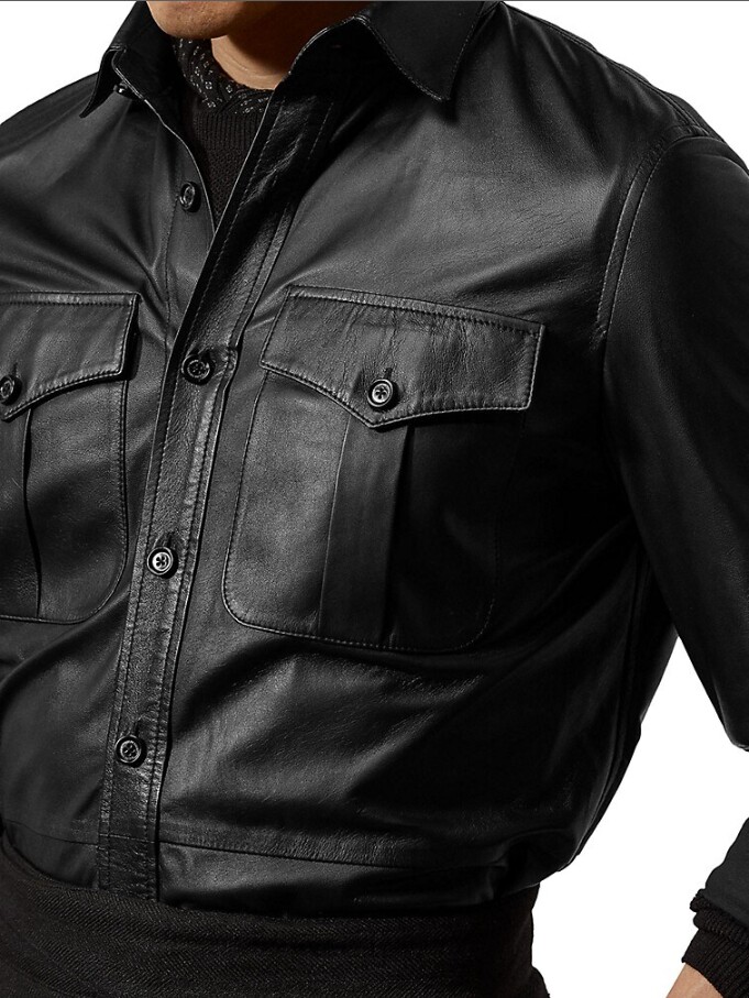 Purple Label Ralph Lauren 100% Lamb Leather Overshirt Shirt Purple Label Ralph Lauren 100% Lamb Leather Overshirt Shirt