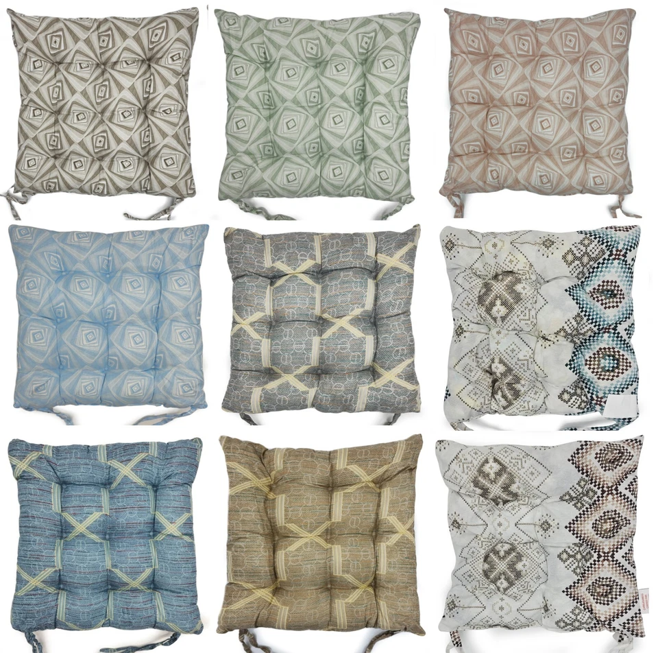 Seat Pad Dining Garden Kitchen Chair Cushions Tie On ABSTRACT - Image 2 of 3