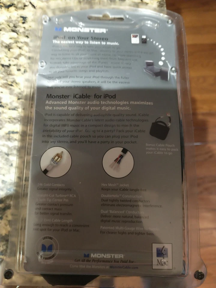 Nuevo Monster iCable para iPod Mac T4504LL/A 7 pies conexión a estéreo RCA negro Foto 2 de 4