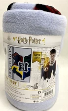 Harry Potter Hogwarts Crest Silk Touch 46x60 Throw Blanket Grey