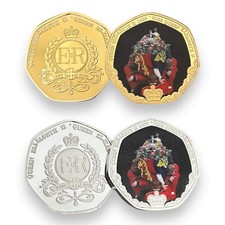 Neuf 50p Forme Reine Elizabeth Ll A Day To Remember - Funérailles Doré + Argent