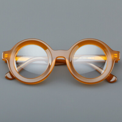 High-end Funky Large Round Glasses Women Men Punk Eyewear thick Acetate ...