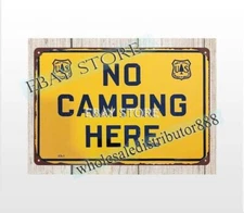 natural area NO CAMPING HERE metal tin sign western decor