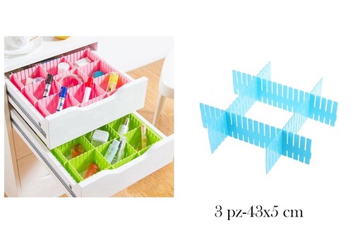 Set 4 Divisori Regolabili Per Cassetti Trasparenti | Lunghezza 28,8-50 Cm | Con Adesivi Antiscivolo | Per Bagno, Ufficio E Comò