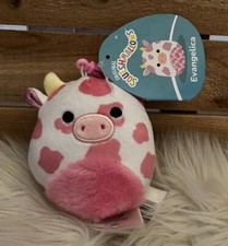 Squishmallow Evangelica 3.5  Valentines Clip Cow 2023 Stuffed Plush NWT