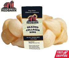 Redbarn Collagen Braided Ring Dog Chew Treat Beef Hide Natural Grain Free 4.25"
