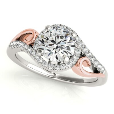 1.24 Ct Round Cut Lab Created Diamond Engagement Ring 14K Solid Rose Gold B
