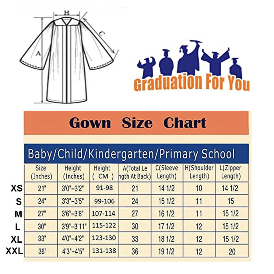 Discover more than 142 graduation gown size chart latest rausach.edu.vn