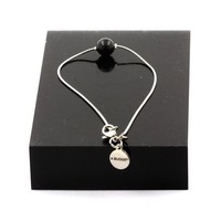 Steine Und Mineralien. Armband Aus Edelstahl 1 Perle Schwarzer Obsidian 8 Mm
