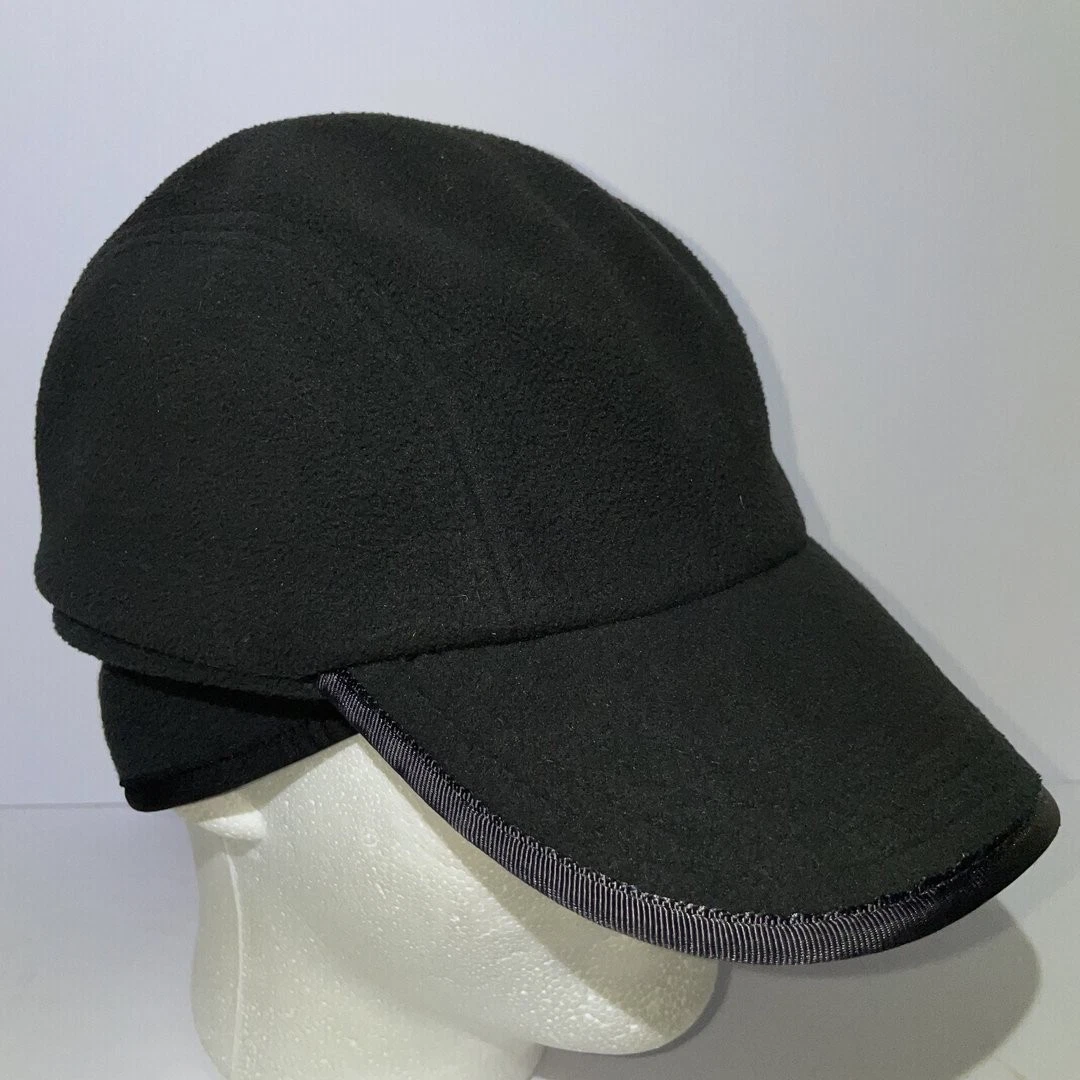 REI Black Vintage Fleece Trapper Hat Size S/M Made in USA