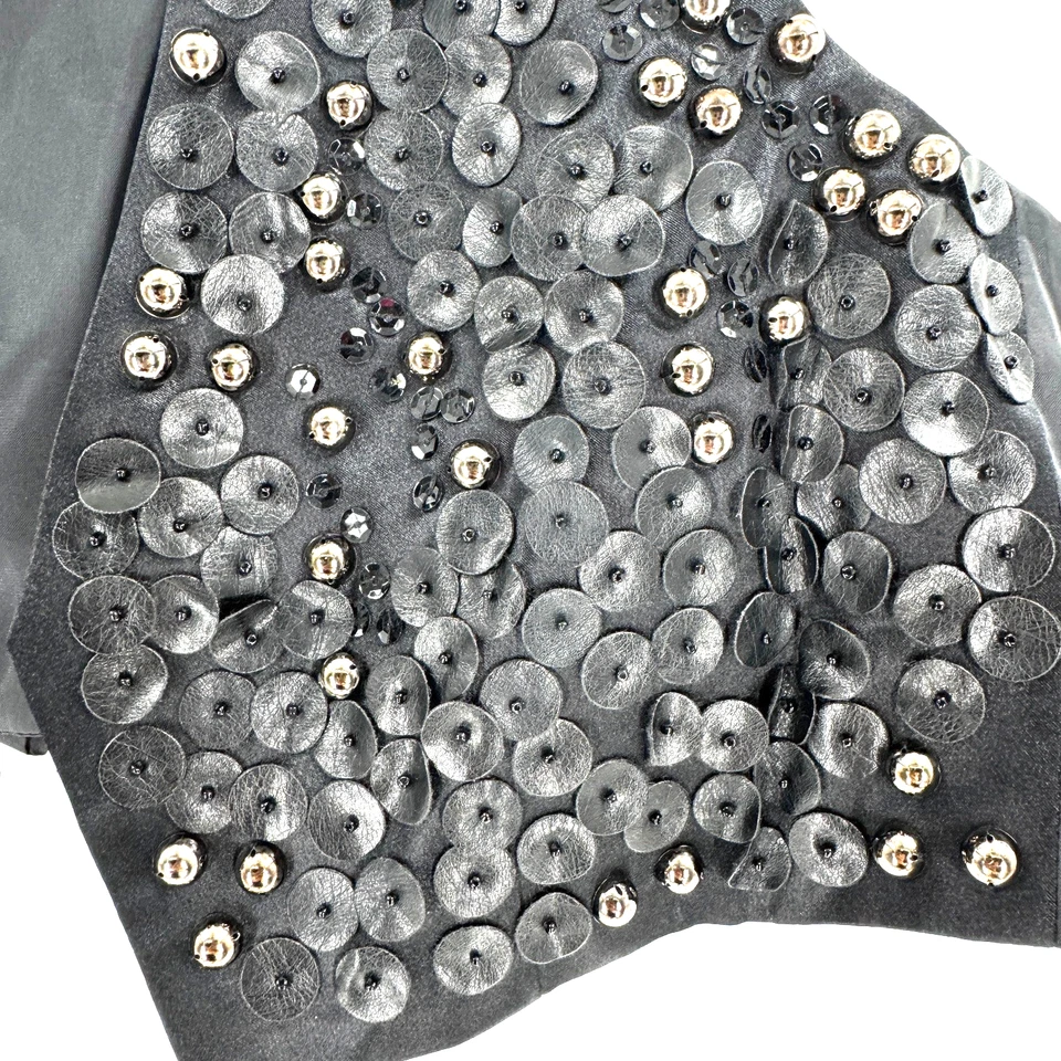 Bisou Bisou Vest Women's Large Black Pearl Sequin Michelle Bohbot Western Biker - Image 2 of 4