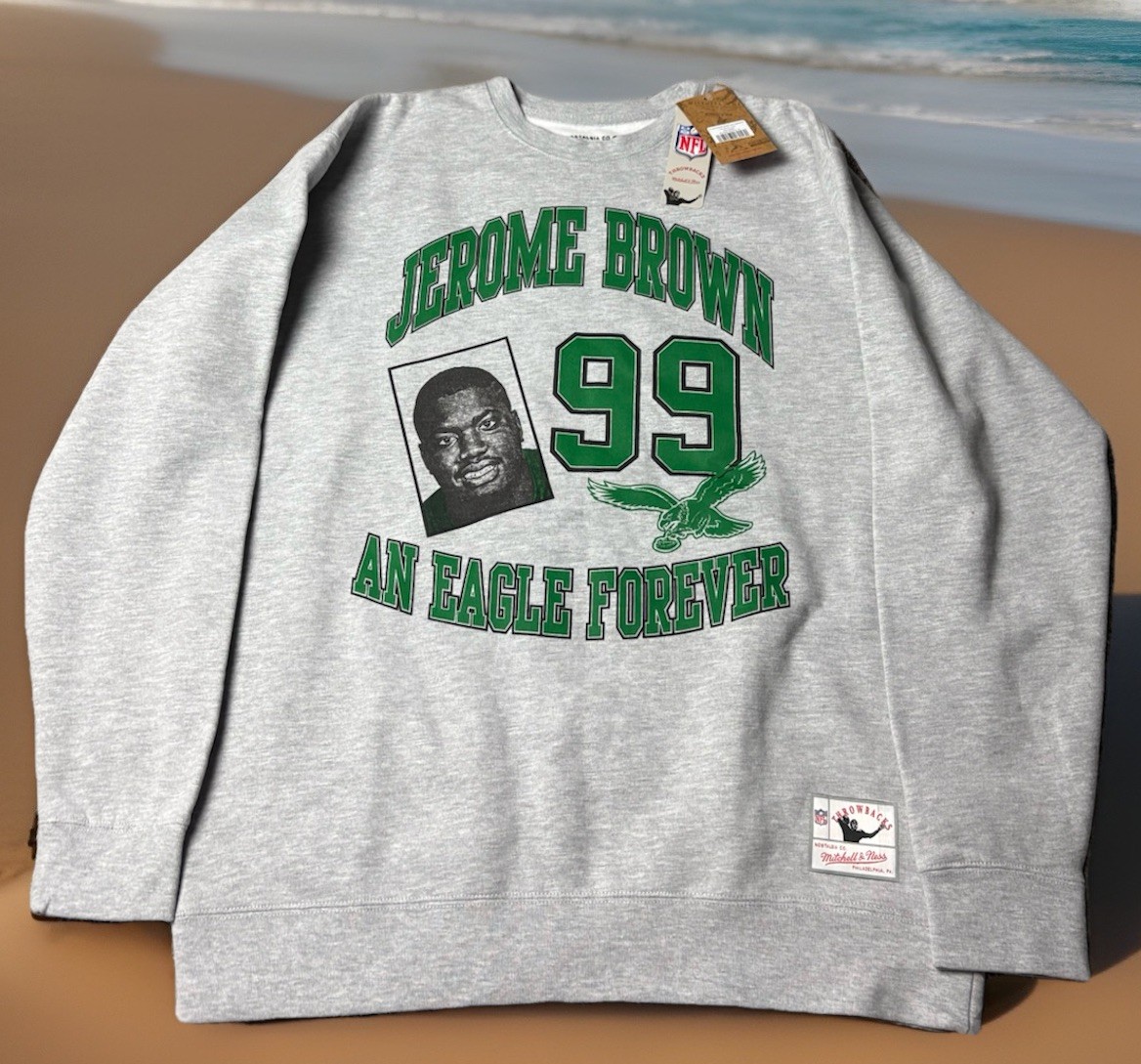 MITCHELL & NESS PHILADELPHIA EAGLES XL JEROME BROWN NFL THROWBACKS SWEATSHIRT