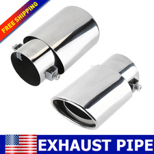 Silver Stainless Steel Exhaust Tip Waterproof Muffler Tail Pipe Car Accessory 2x
