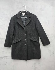 Jacqueline Ferrari Sz. 12 Grey  Double Pocket 100% Wool Pea Coat