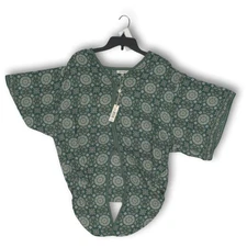 NWT Max Studio Women's Green Paisley V-Neck Hi-Low Blouse Top XL