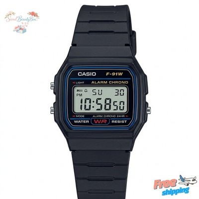 Casio F-91W-1 Classic Digital Watch Black Resin 30m Water Resistant Men