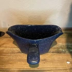 FRANKOMA Speckle Splatter Country Navy Blue Gravy Pitcher Boat Double Spouted