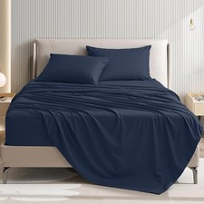 Queen Size 4 Piece Sheet Set Comfy Breathable Cooling Bed Sheets Set Soft